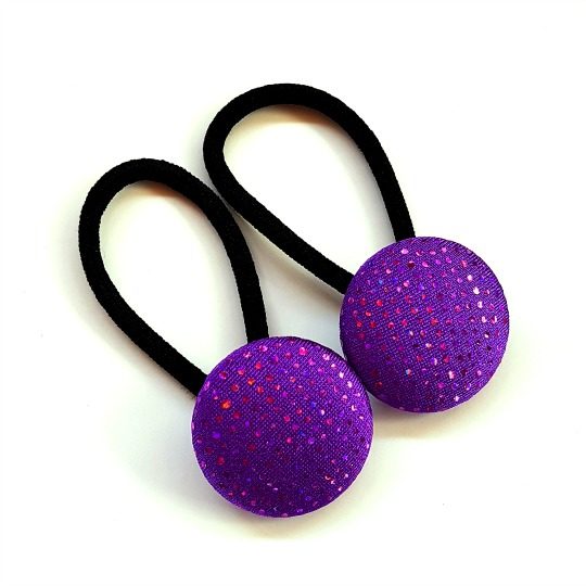 Purple Sparkle 28mm Button Elastics