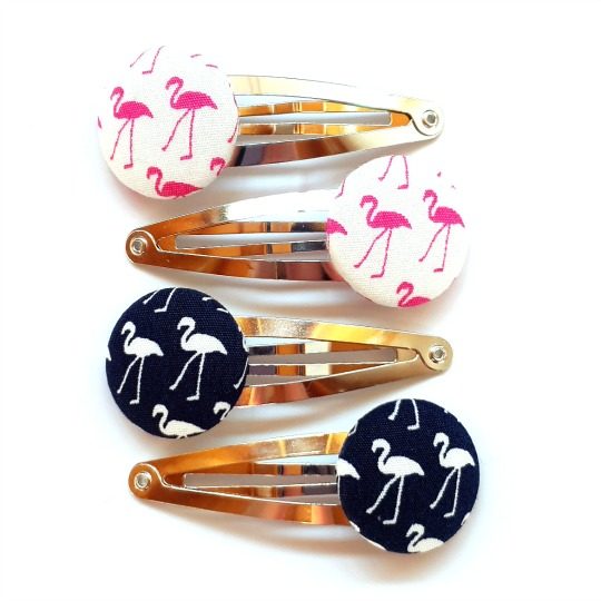 Navy and White Flamingo Snap Clips