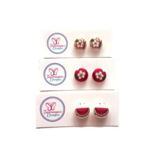 12mm Mini Flower and Fruit Button Stud Earrings