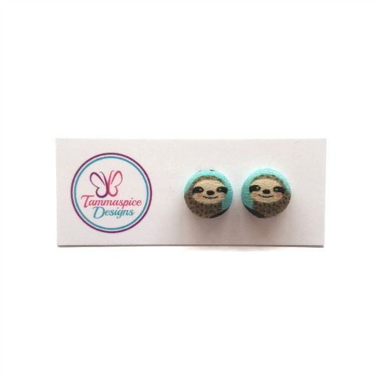 12mm Sloths Button Stud Earrings